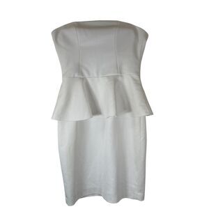Cache Strapless Peplum Dress White Size 0